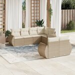 vidaXL Salon de jardin avec coussins 7 Pièces beige résine tressée