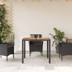 vidaXL Table de jardin et dessus en bois d'acacia noir résine tressée