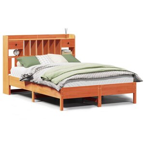 vidaXL Lit bibliothèque sans matelas cire marron 150x200 cm pin massif