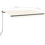 vidaXL Auvent manuel rétractable 450x350 cm Crème