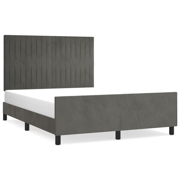 vidaXL Cadre de lit avec tête de lit Gris foncé 140x200 cm Velours