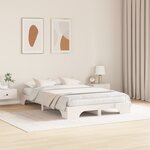 vidaXL Cadre de lit Blanc Bois de pin massif 135 x 190 cm Cadre de lit