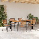 vidaXL Ensemble de salle à manger de jardin 7 pièces en gris en poly rotin acacia