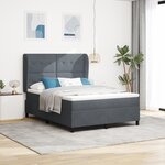 vidaXL Lit à ressorts avec matelas gris foncé 140x190 cm en velours