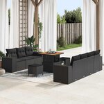 vidaXL Ensemble de canapé de jardin 10 Pièces Noir 80 x 80 x 71 cm