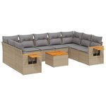 vidaXL Salon de jardin avec coussins 10 Pièces beige résine tressée