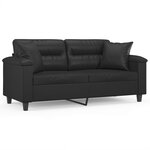 vidaXL Canapé 2 places avec oreillers décoratifs noir 140cm similicuir