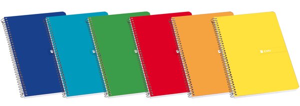 LOT de 5 Enri Fº Cahier à Spirale Lisse à Couverture Rigide 80 Feuilles Assorties - Couverture Rigide Résistante - Cahier à Spirale pour Plus de Confort - 80 Feuilles Lisses pour Écrire Sans Problèmes - Couleurs Assorties