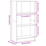 vidaXL Bibliothèque noir 60x24x109 cm bois d'ingénierie