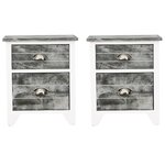 vidaXL Table de chevet 2 Pièces avec 2 tiroirs Gris et blanc