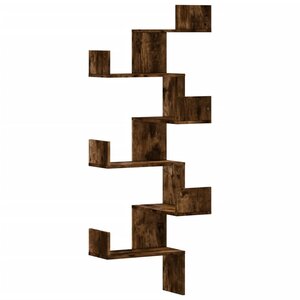 vidaXL Étagère d'angle murale chêne fumé 45x45x147cm bois d'ingénierie