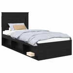 vidaXL Cadre de lit avec tête de lit Noir 90 x 190 cm Pin massif
