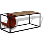 vidaXL Table basse avec porte-revues Cuir véritable 110x50x45 cm