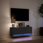 vidaXL Meuble TV mural avec lumières LED noir 100x31x35 cm