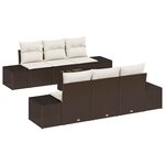 vidaXL Ensemble de canapé de jardin avec coussin 7 Pièces Marron et Crème