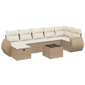 vidaXL Salon de jardin avec coussins 8 Pièces beige résine tressée