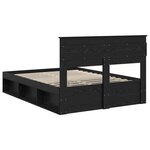 vidaXL Cadre de lit avec matelas Noir 160 x 200 cm Pin massif