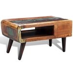 vidaXL Table basse avec bord incurvé et 1 tiroir Bois de récupération