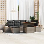 Ensemble de Canapés de Jardin 7 Pièces avec Coussins Gris en Rattan