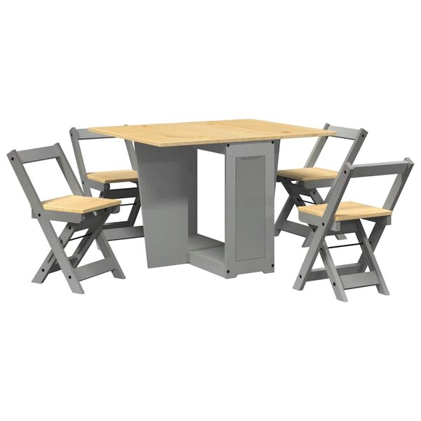 vidaXL Ensemble à manger papillon 5 Pièces Corona pliable gris bois pin