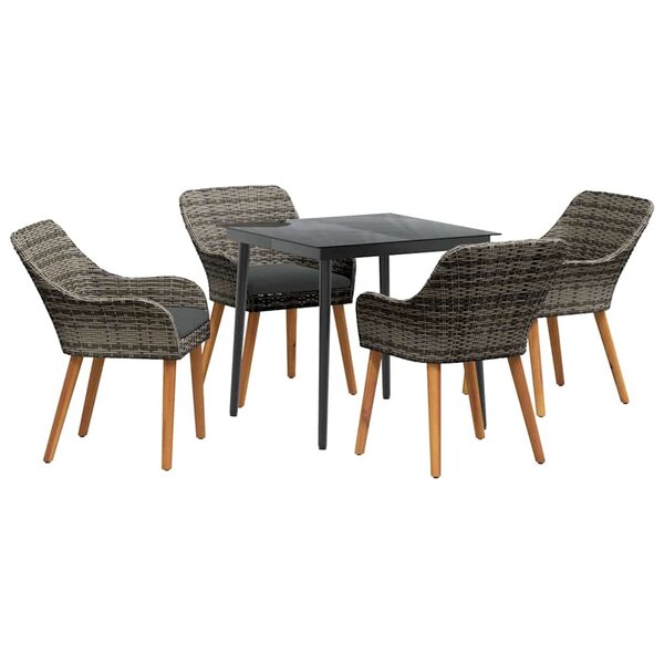 vidaXL Ensemble de salle à manger pour jardin 5 Pièces Gris polyrotin
