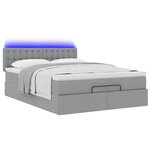 vidaXL Lit ottoman avec matelas et LED gris clair 140x190 cm tissu