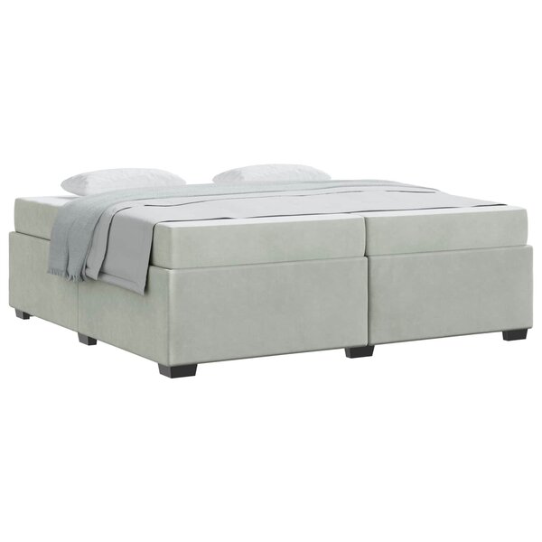 vidaXL Cadre de lit avec matelas Gris clair 200 x 200 cm tissu