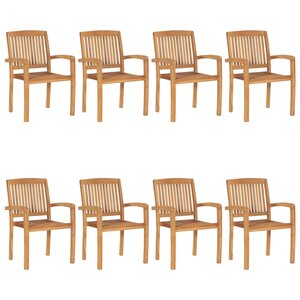 vidaXL Chaises de jardin empilables 8 Pièces Bois de teck solide