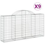vidaXL Paniers à gabions arqués 9 Pièces 200x30x100/120 cm Fer galvanisé