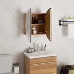 vidaXL Armoire de salle de bain miroir rond et LED Chêne 40x40x17 5 cm