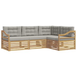 vidaXL Ensemble de canapés d'extérieur 4 pc Blanc et gris clair