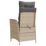vidaXL Chaise inclinable de jardin coussins mélange beige poly rotin