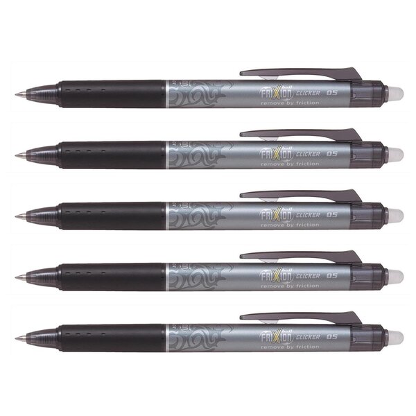 Stylo roller rétractable Frixion Ball Clicker 0 50 mm Noir x 5 PILOT