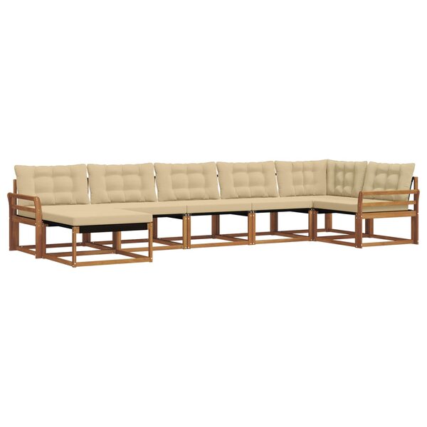 vidaXL Ensemble de canapés d'extérieur 7 pc Naturel et Beige