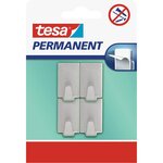 Pack 4 Crochets Permanents Rectangulaires Métal Brossé Adhésifs Taille S Gris x 12 TESA