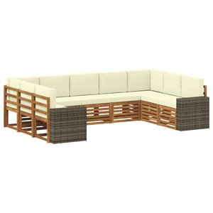 vidaXL Ensemble de canapés d'extérieur 9 pc Naturel et Crème Polyester