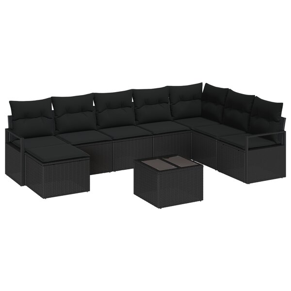 Ensemble de Canapé de Jardin vidaXL 9 pièces avec Coussins Beige Rattan Poly