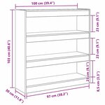 vidaXL Bibliothèque Chêne noir 100 x 30 x 103 cm Bois d'ingénierie