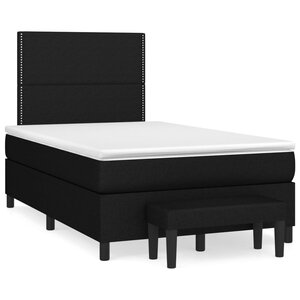vidaXL Sommier à lattes de lit avec matelas Noir 120x200 cm Tissu