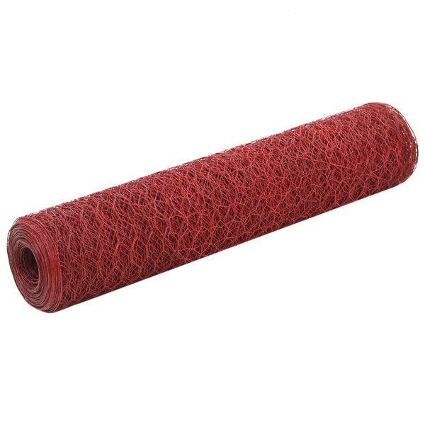 vidaXL Grillage Acier avec revêtement en PVC 25x0 75 m Rouge