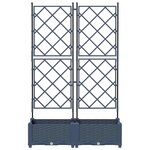 vidaXL Jardinière de jardin avec treillis 2 Pièces Grise 80x40x125.5 cm