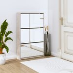 vidaXL Armoire à chaussures miroir 3 niveaux Gris béton 63x17x102 5 cm