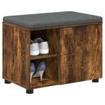 vidaXL Banc d'entrée avec coussin Uni Chêne fumé 60 x 38 x 46 cm