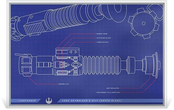 Pièce de monnaie en Argent 2 Dollars g 31.1 (1 oz) Millésime 2025 Blueprint LUKE SKYWALKER LIGHTSABER