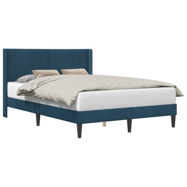 vidaXL Cadre de lit avec tête de lit Bleu 120 x 190 cm Velours