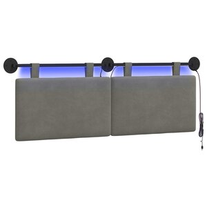vidaXL Tête de lit suspendue Gris clair Tissu en velours côtelé