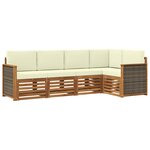 vidaXL Ensemble de canapés d'extérieur 4 pc Naturel et Crème