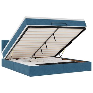 VidaXL Cadre de lit ottoman avec matelas bleu foncé 180x200 cm velours