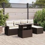 vidaXL Salon de jardin avec coussins 6 Pièces marron résine tressée
