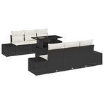 vidaXL Set de canapé de jardin 7 pièces avec coussins en poly rotin noir